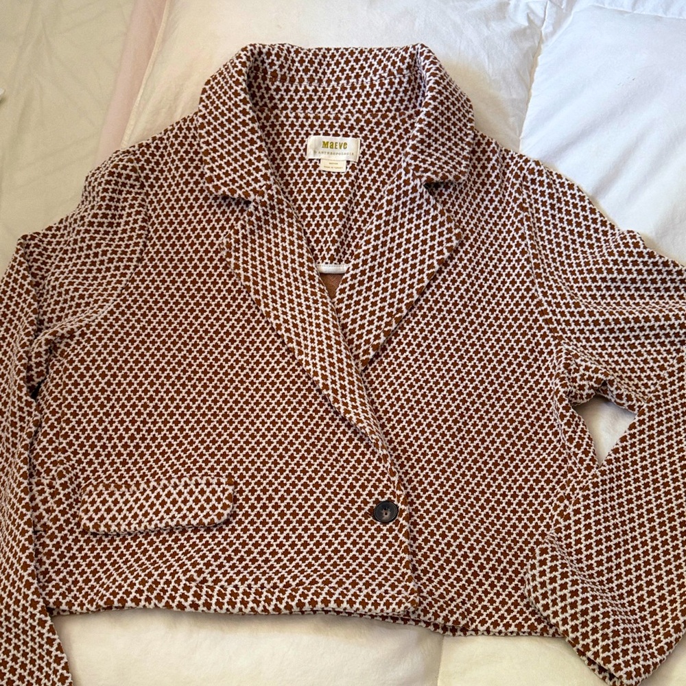 Maeve Brown and White Patterned Blazer